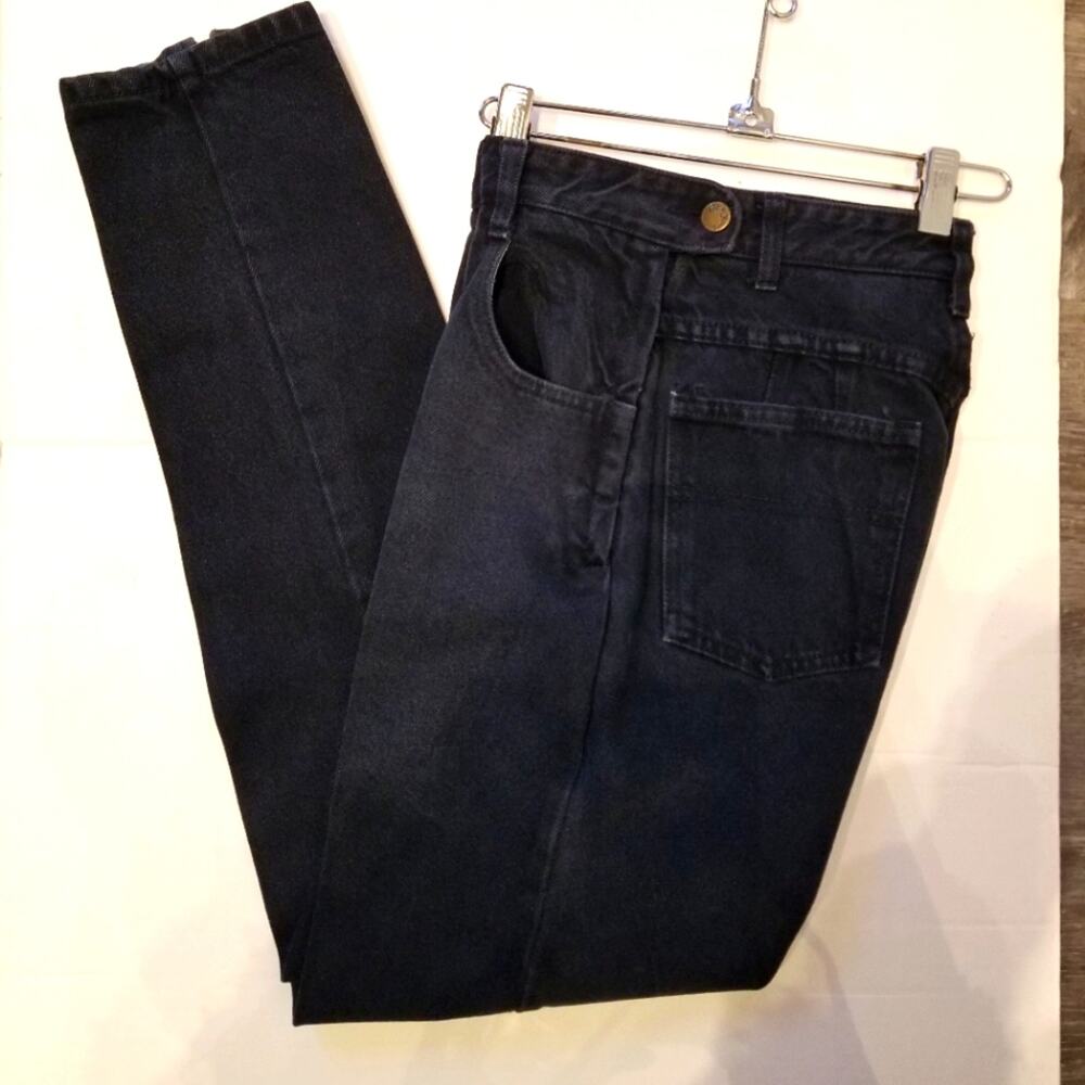 Paris Blues High Rise 90's Cheeky Jeans Black Side Zip Flat Front Jeans Size‎ 7